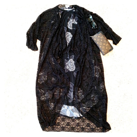 LuLaRoe Other - 🚫SOLD🚫 LuLaRoe Black Lace Shirley Kimono